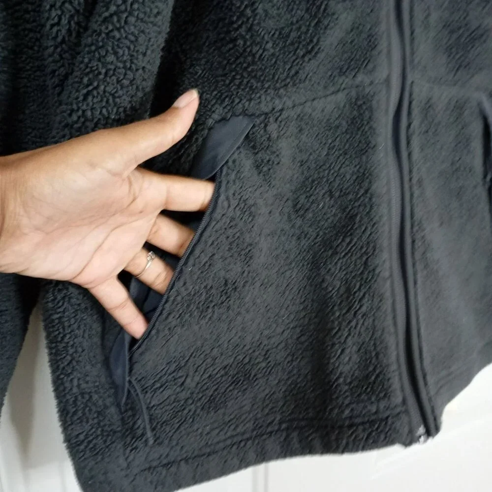 The North Jacket Sweaters Face Mens Sherpa Fleece L Full Zip Gray